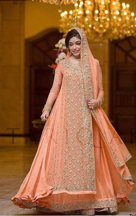 Wedding bridal maxi with dabka nagh ...